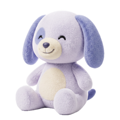 Astro Pup, a lavender plush puppy Stuffy